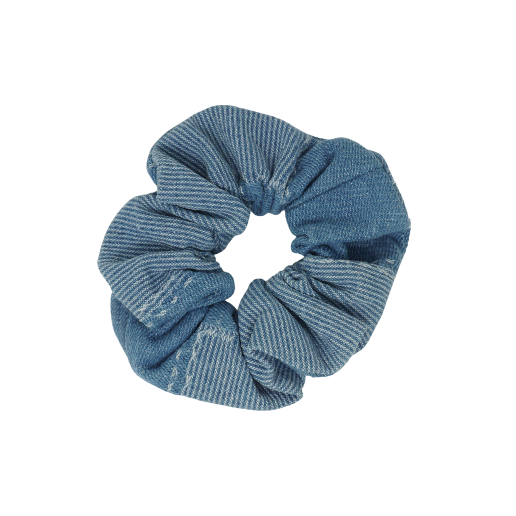 Bandeau Patchwork Denim Scrunchie-Solid Denim