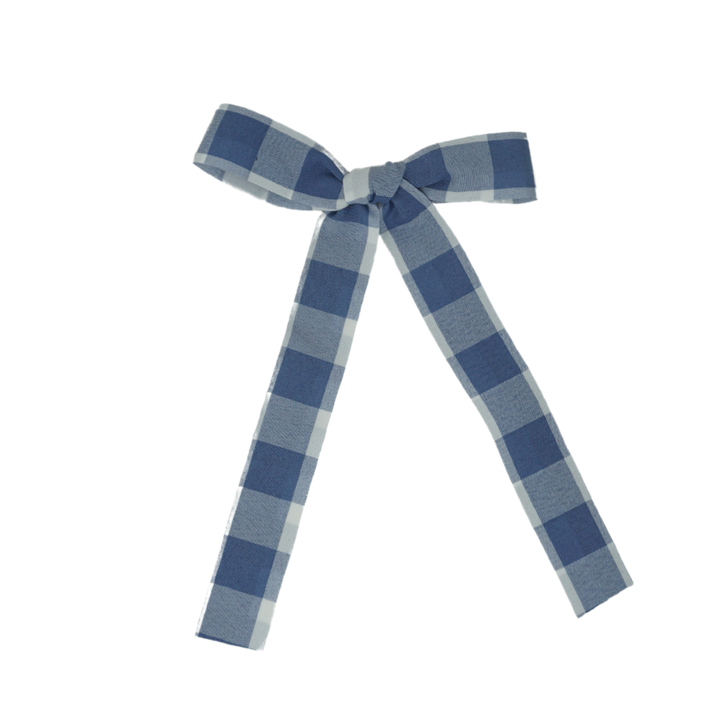 Bandeau Plaid Collection Large Bow Clip- Light Blue