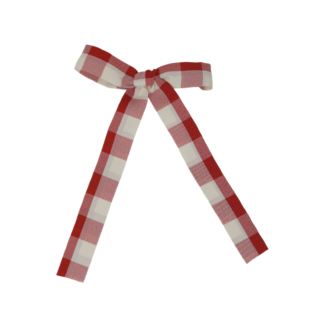 Bandeau Plaid Collection Large Bow Clip- Red