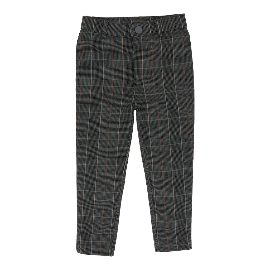 Lil Legs Printed Pants- Grey Plaid