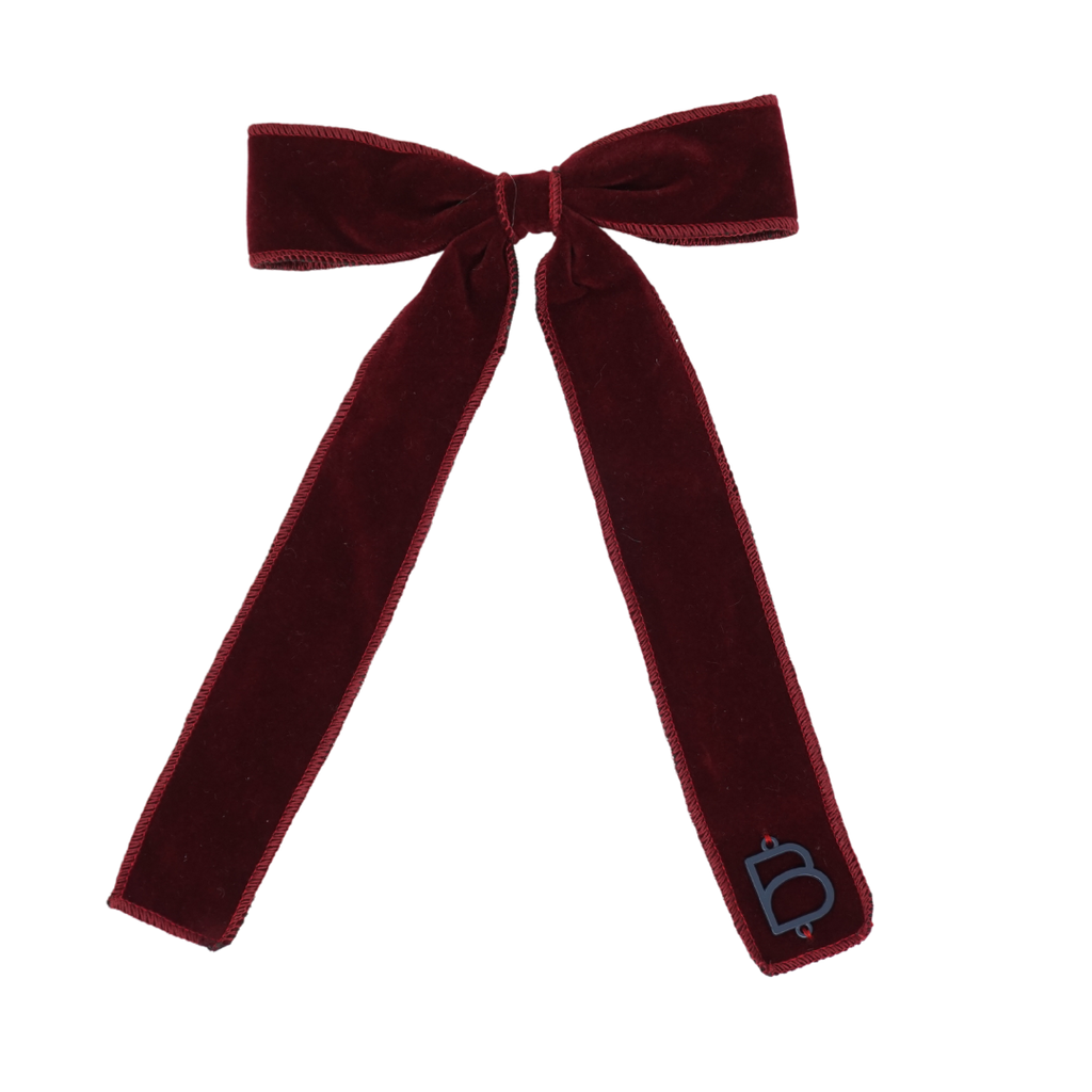 Bandeau Rich Velvet Large Bow Clip- Burgundy