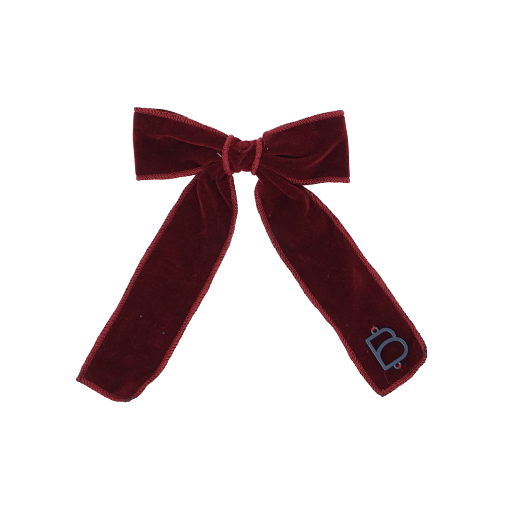 Bandeau Rich Velvet Medium Bow Clip- Burgundy