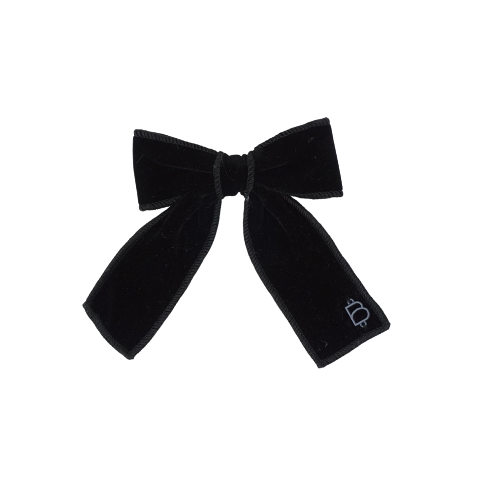 Bandeau Rich Velvet Small Bow Clip- Black