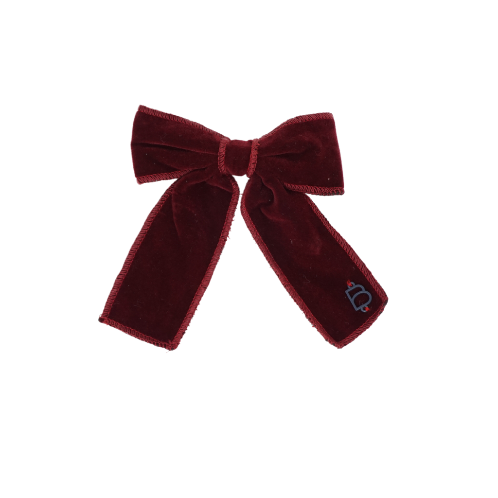 Bandeau Rich Velvet Small Bow Clip- Burgundy