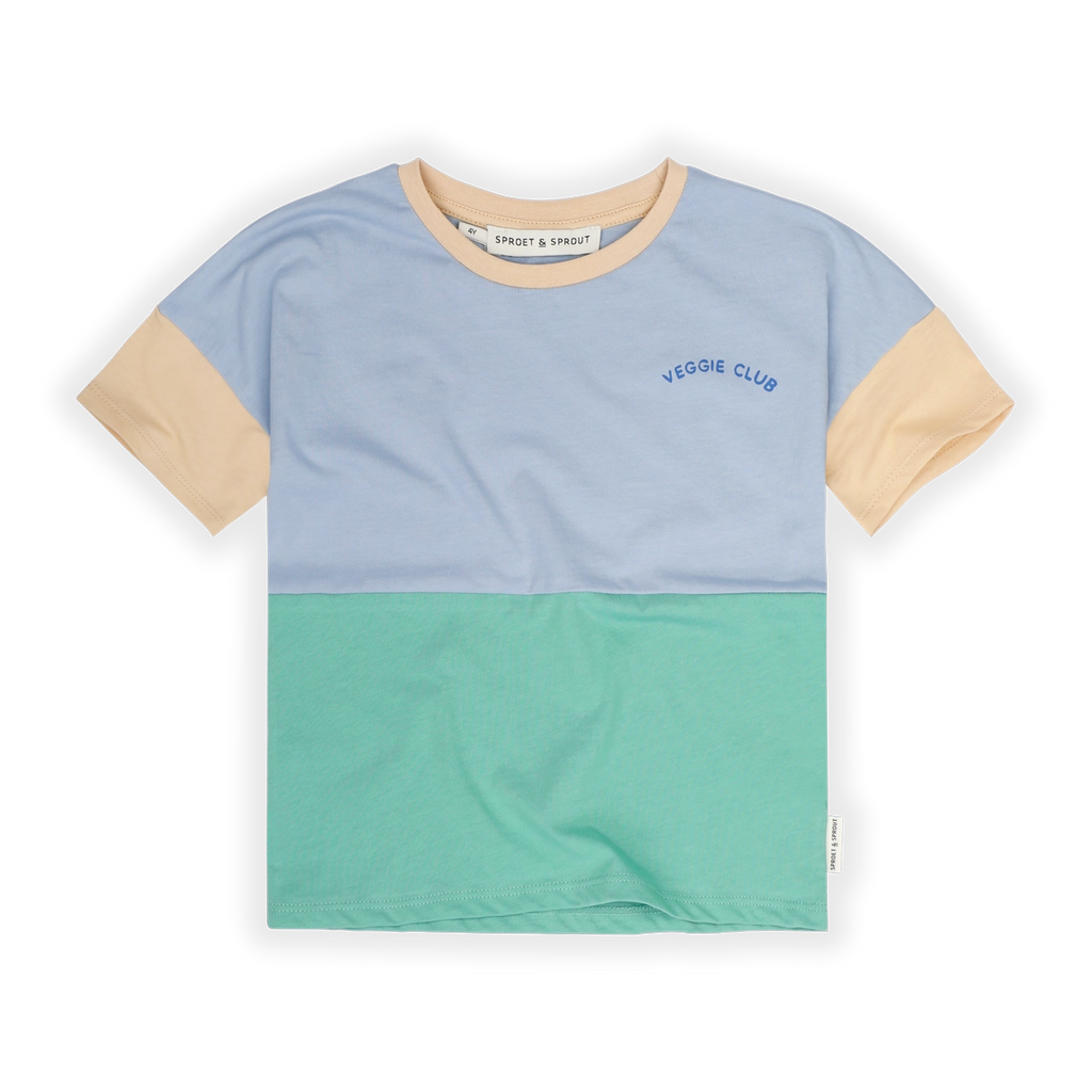 Sproet Colourblock T-shirt- Misty Blue