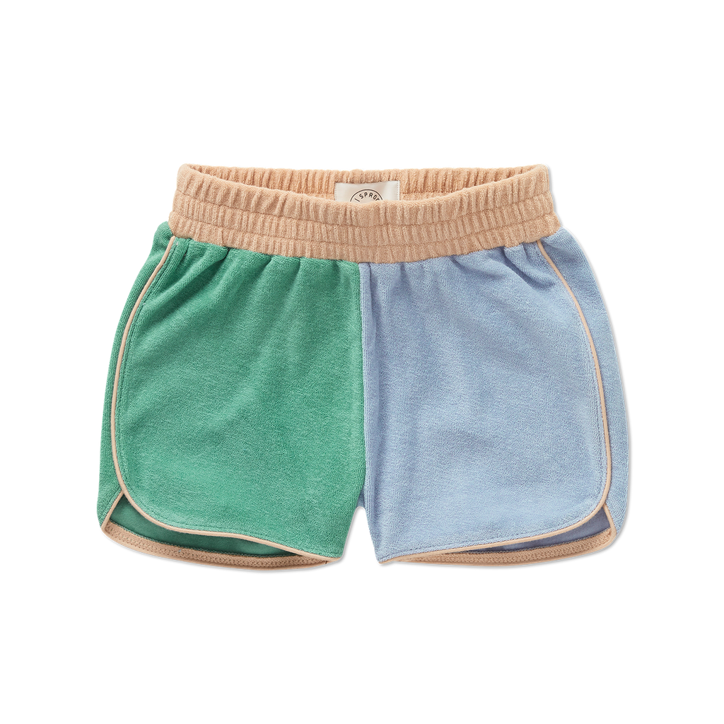 Sproet Terry Sport Colourblock Shorts-Misty Blue