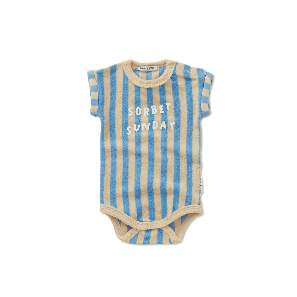 Sproet Striped Terry Romper- Sesame