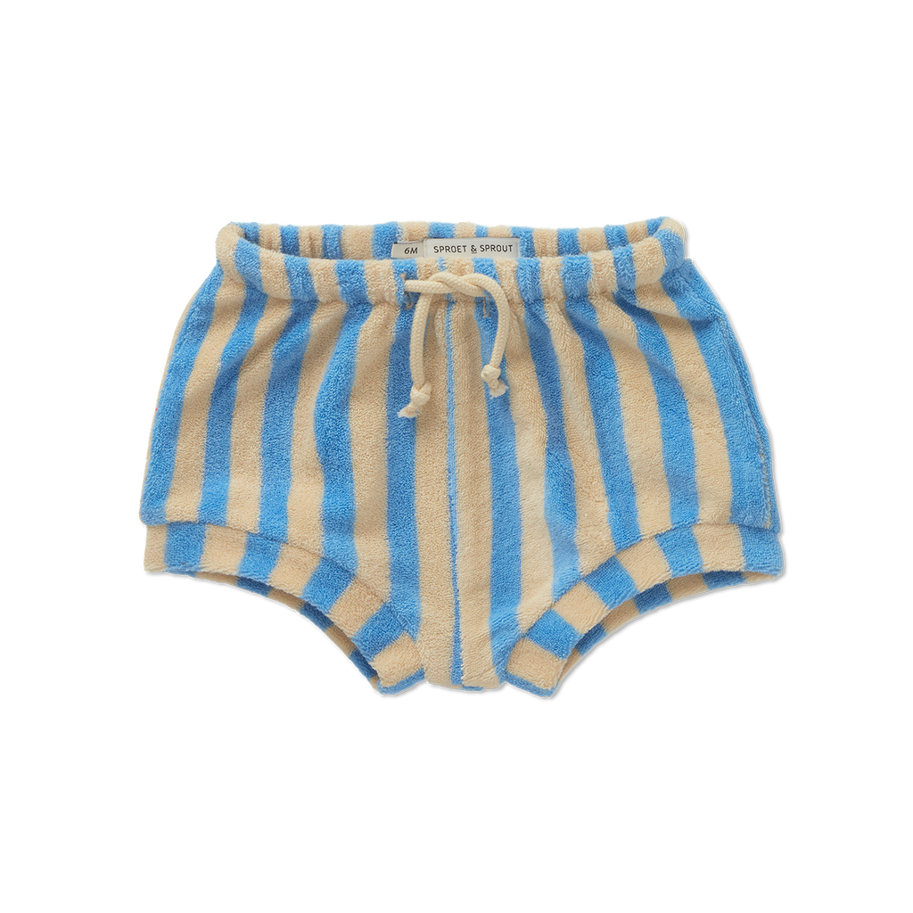 Sproet Striped Terry Baby Shorts- Sesame