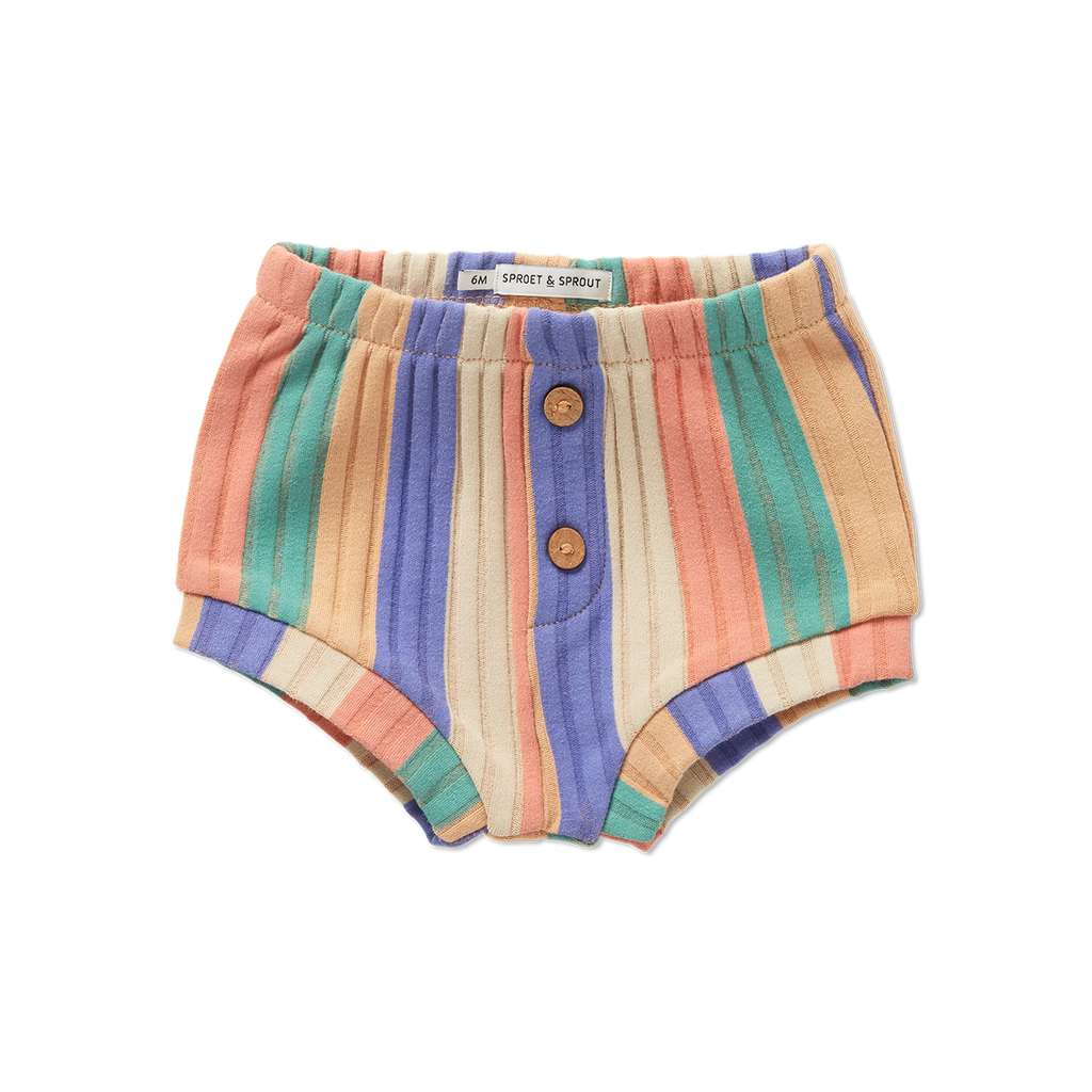 Sproet Rib Striped Baby Shorts- Nectarine