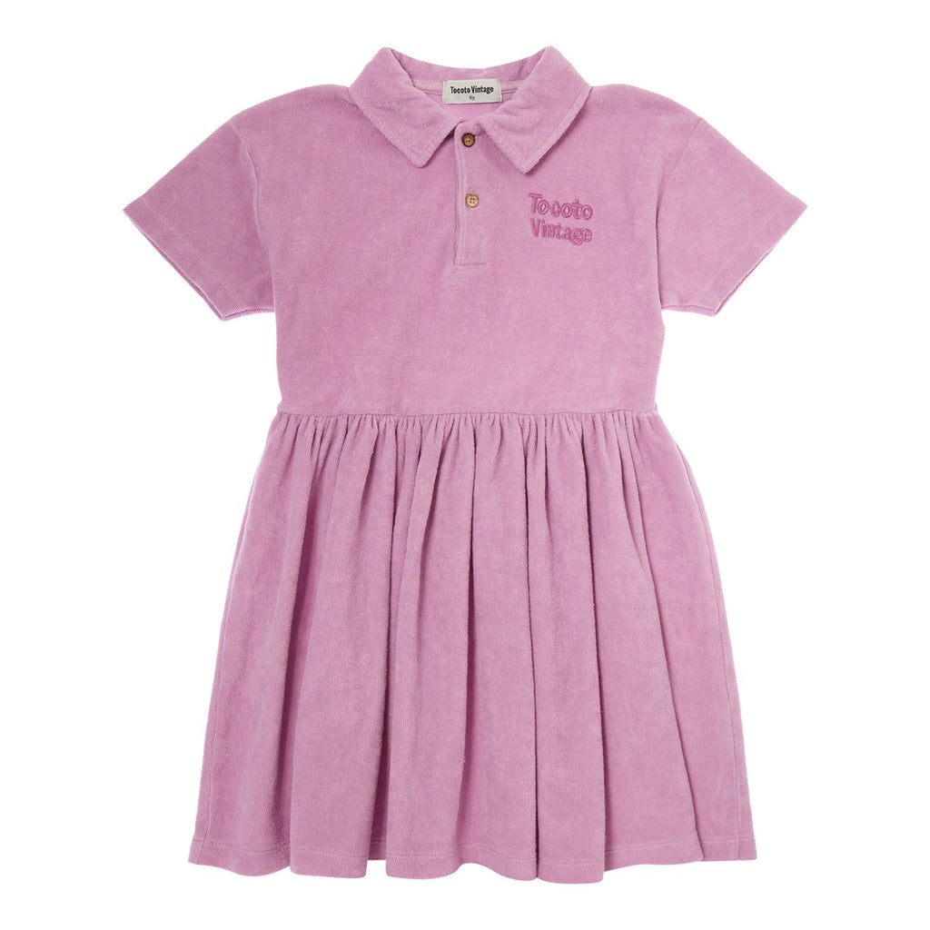 Tocoto Short Sleeve Terry Dress-Lilac