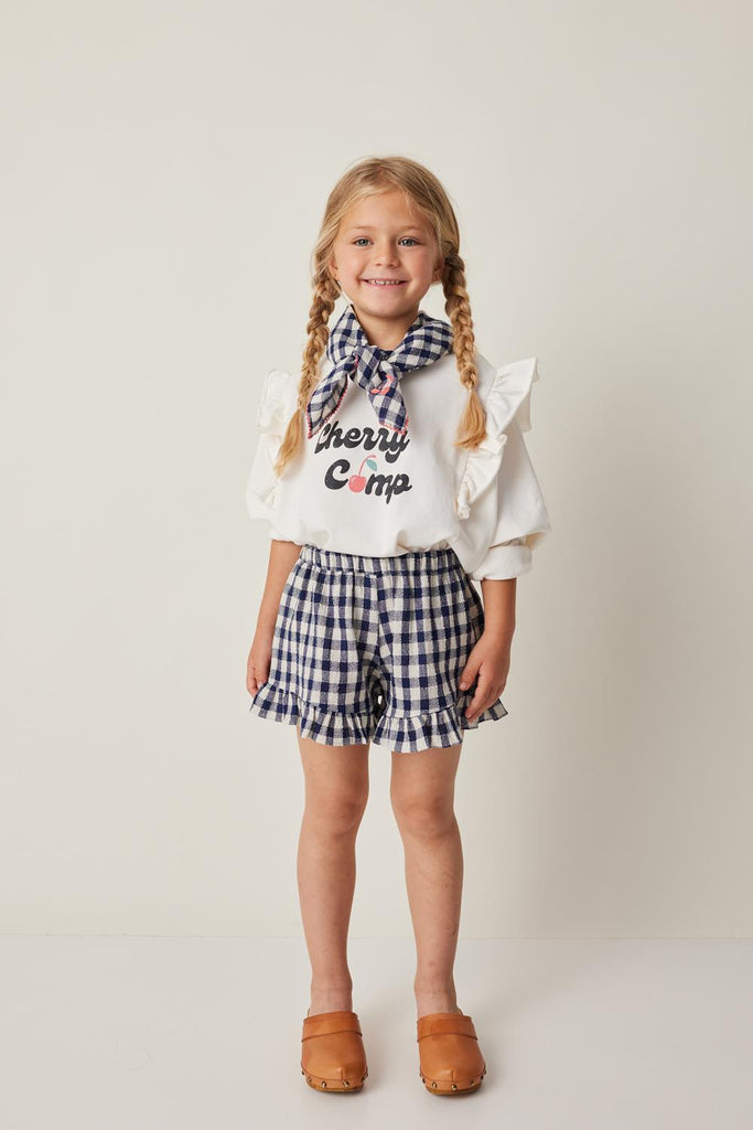 Tocoto Girls Cherry Camp Sweatshirt-Off White