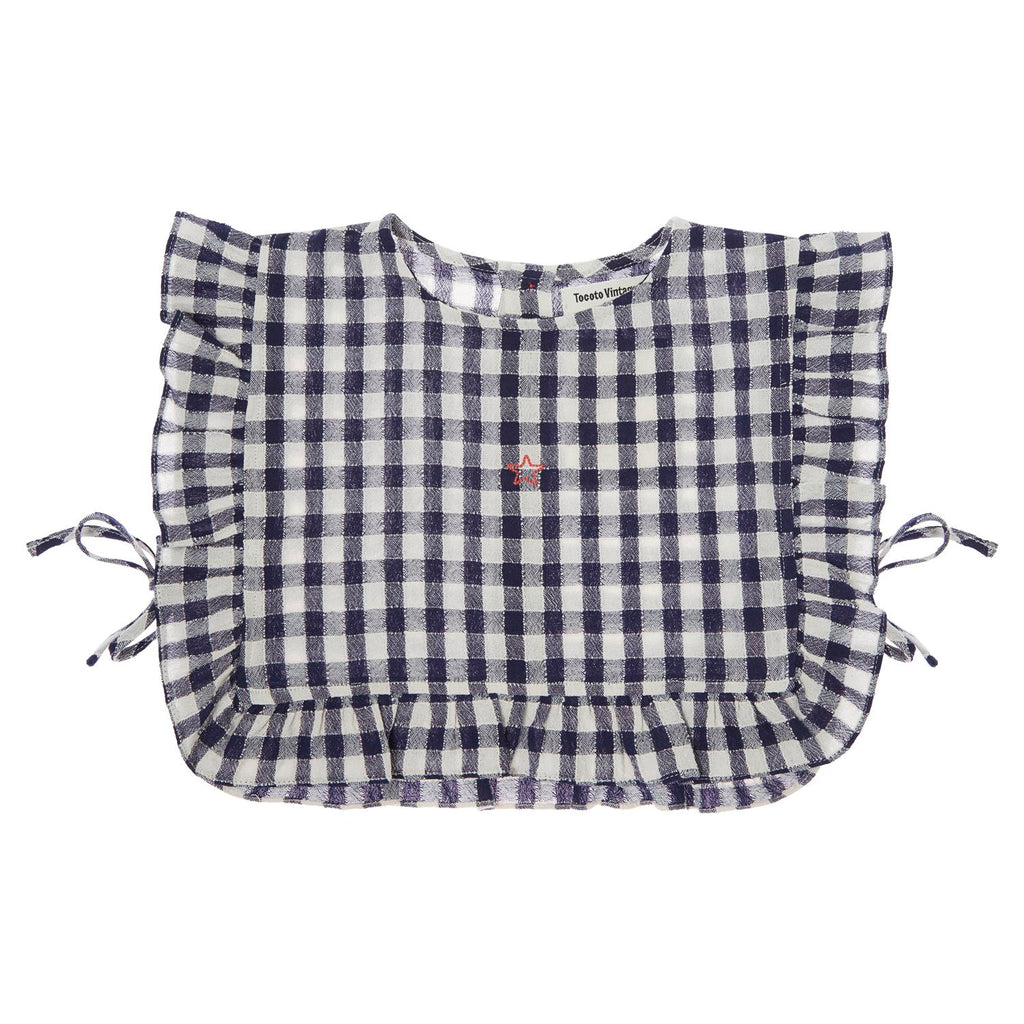 Tocoto Vichy Check Top Blouse with Side Openings