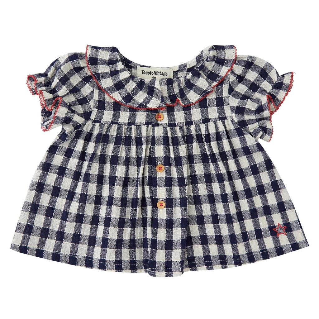 Tocoto Vichy Check Baby Set- Navy