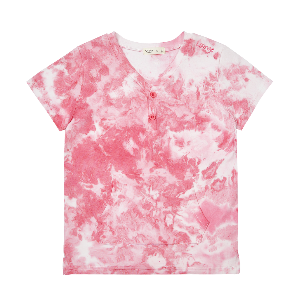 Crew Neon Wash Short Sleeve Pajamas-Pink