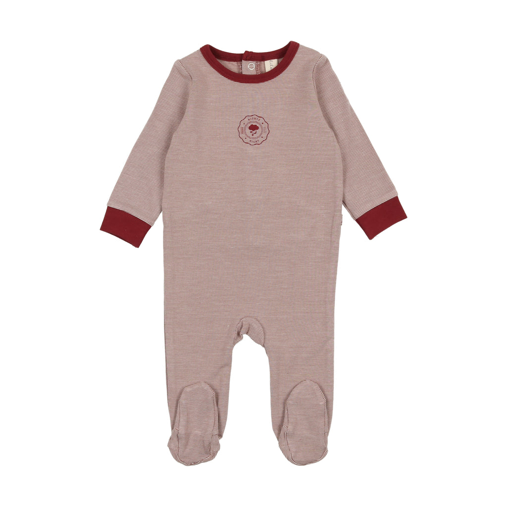 Lil Legs Striped Lounge Footie with Beanie- Rosewood