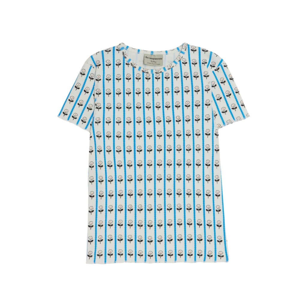 The Campamento Short  Sleeve Flower Ribbed T-shirt