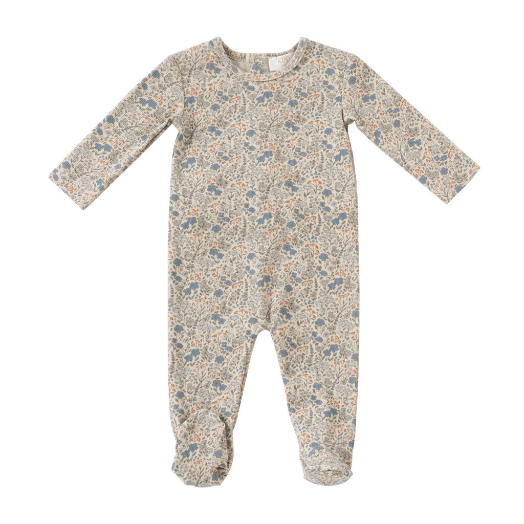 Kipp Floral Footie and Hat Set- Blue