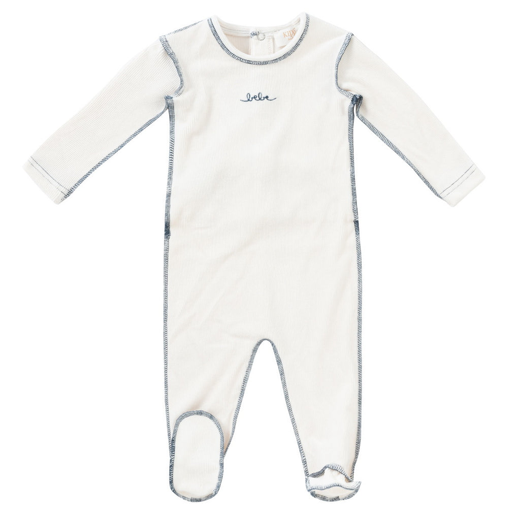 Kipp Edge Stitch Footie and Bonnet Set- Navy