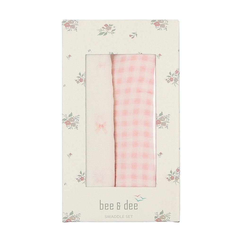 Bee & Dee Take Me Home- Gingham Chalk/White Girls Muslin Set