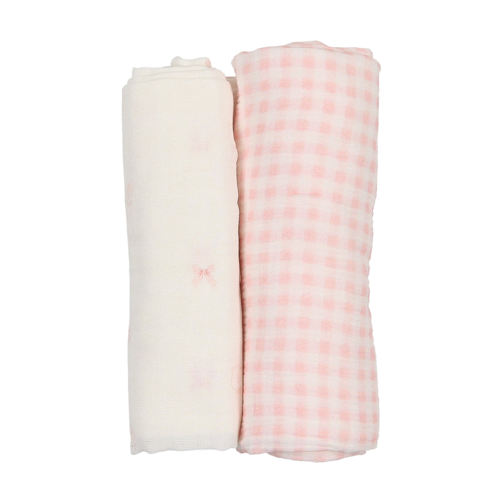 Bee & Dee Take Me Home- Gingham Chalk/White Girls Muslin Set