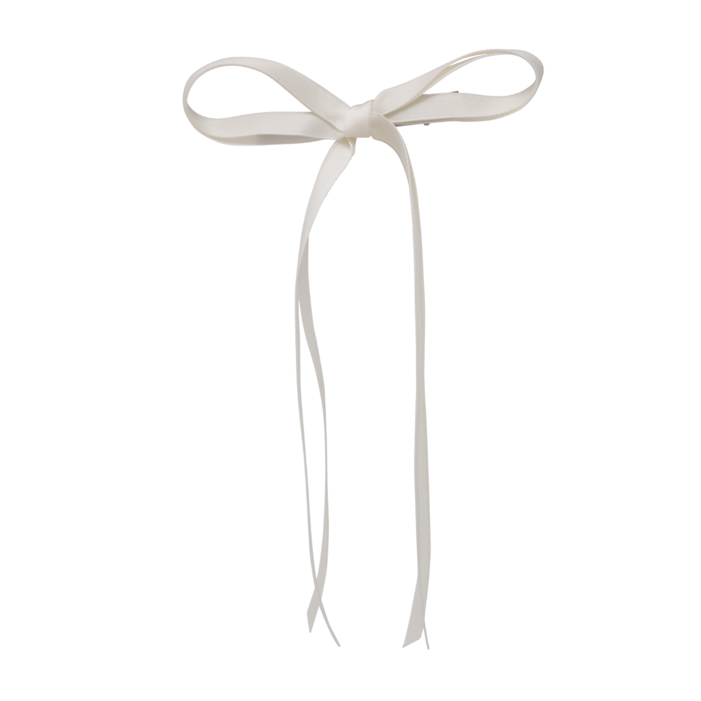 Bandeau Thin Dainty Satin Large Long Tail Clip- Cream