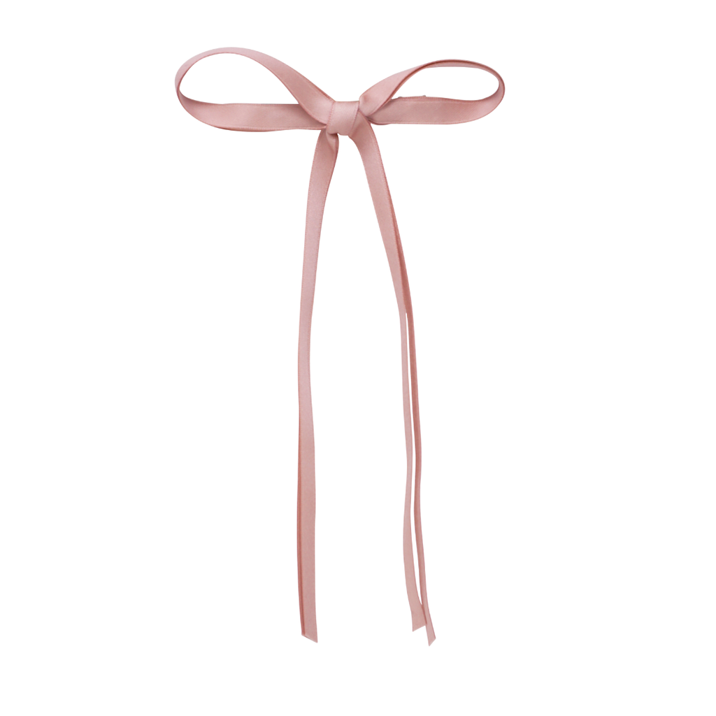 Bandeau Thin Dainty Satin Large Long Tail Clip- Mauve