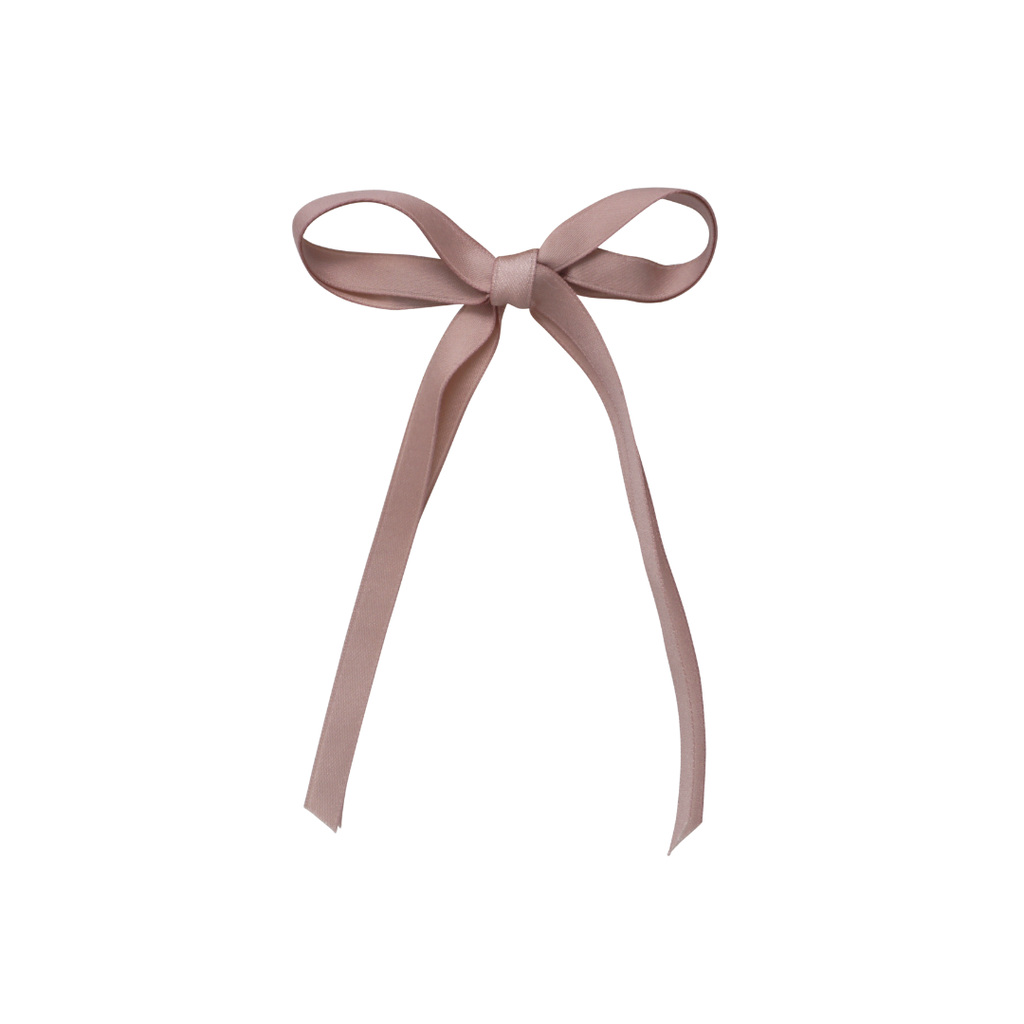 Bandeau Thin Dainty Satin Medium Bow Clip- Mauve