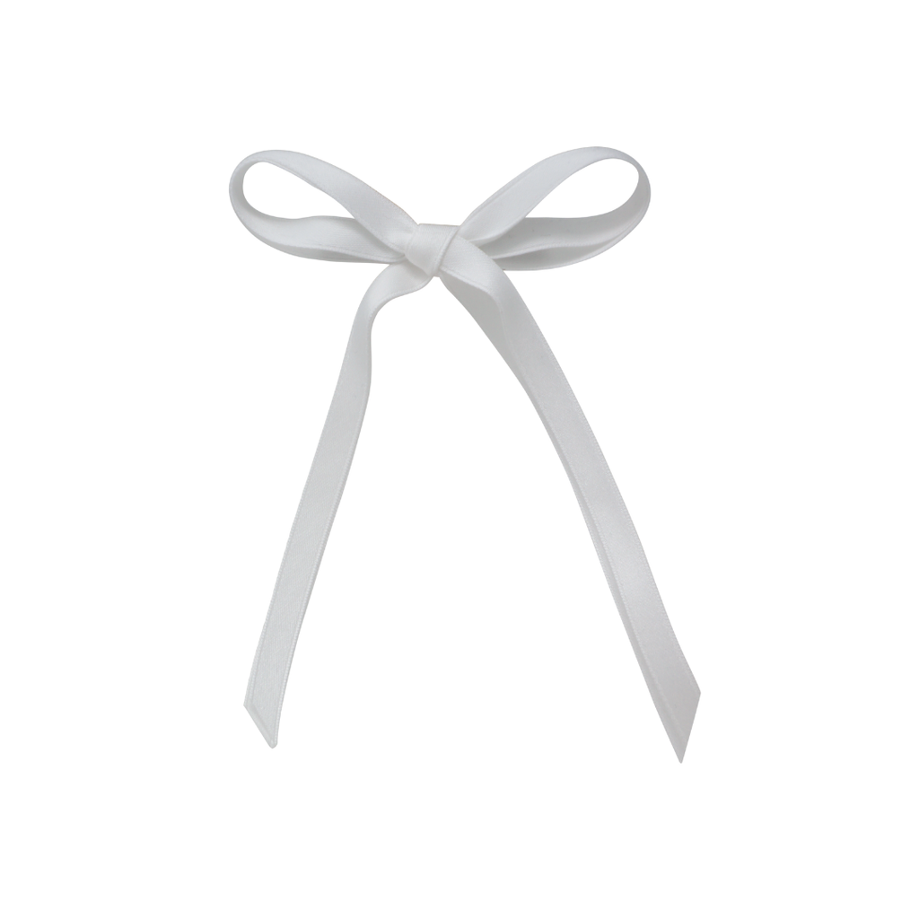 Bandeau Thin Dainty Satin Medium Bow Clip- White