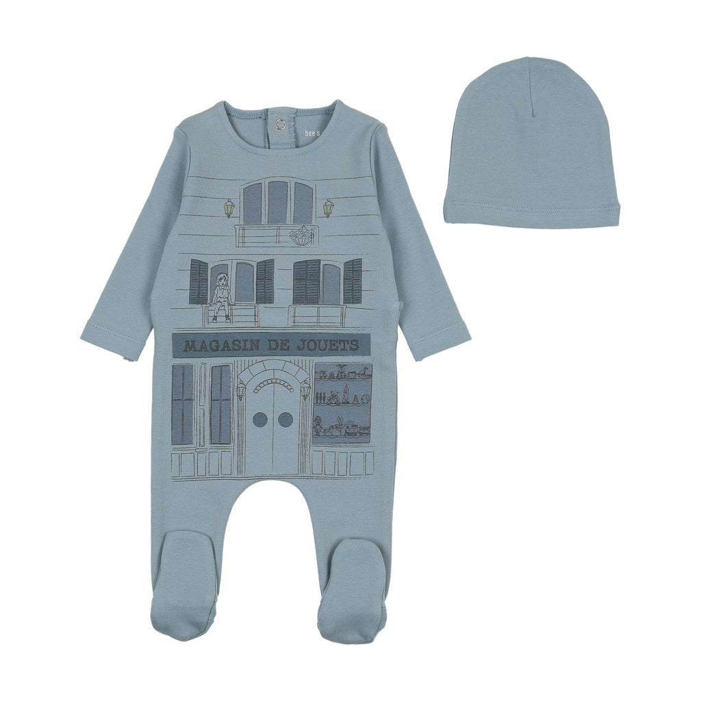 Bee & Dee Toy Shop Footie/Beanie-Dusty Blue