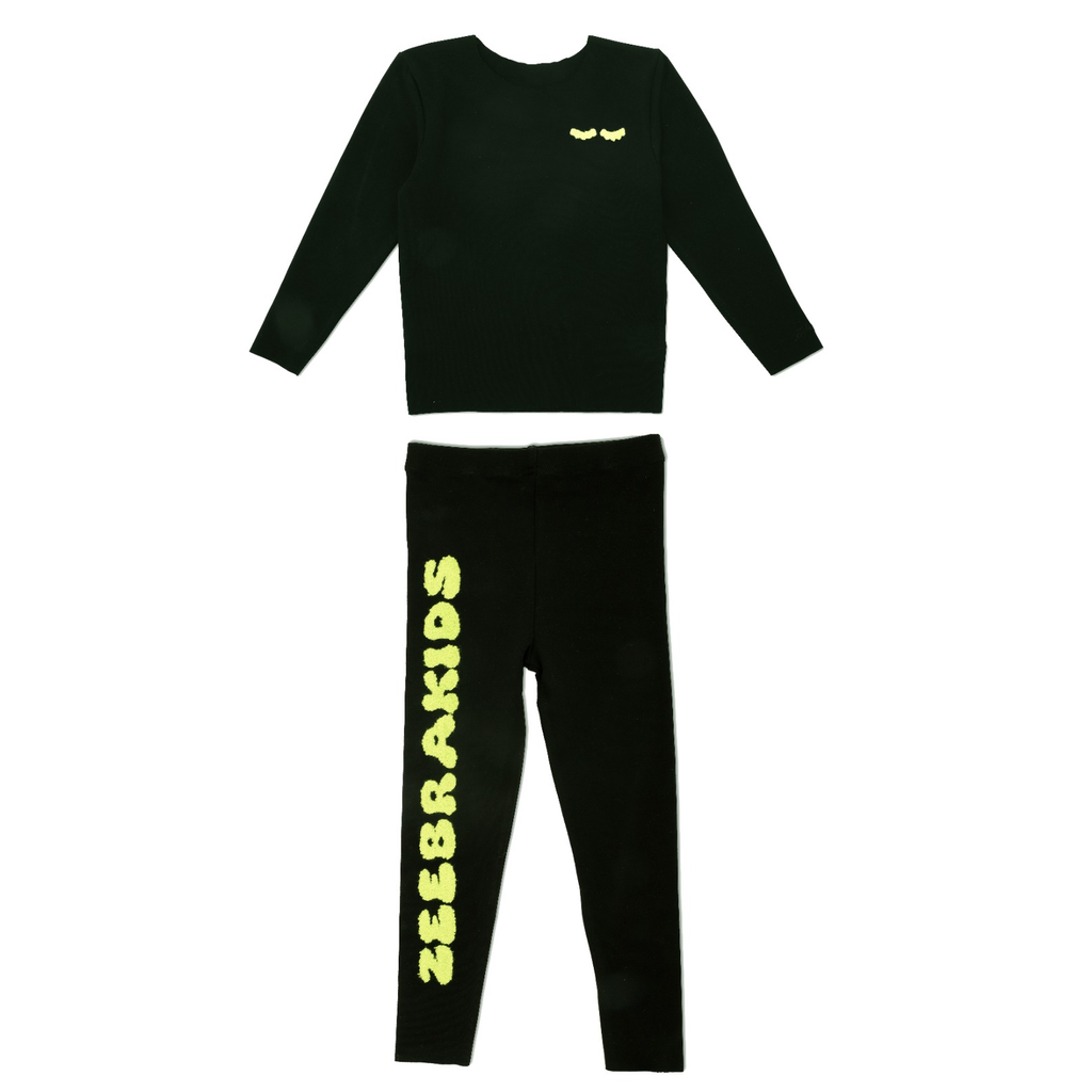 Zeebra Text Pajamas-Lime