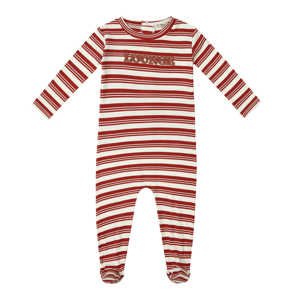 Crew Rib Stripe Footie -Red