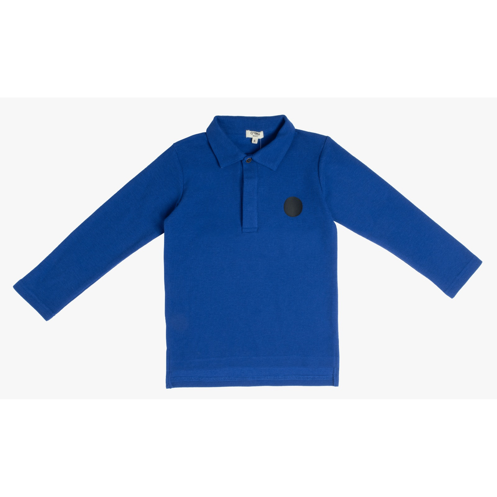 Crew Waffle Polo- Blue