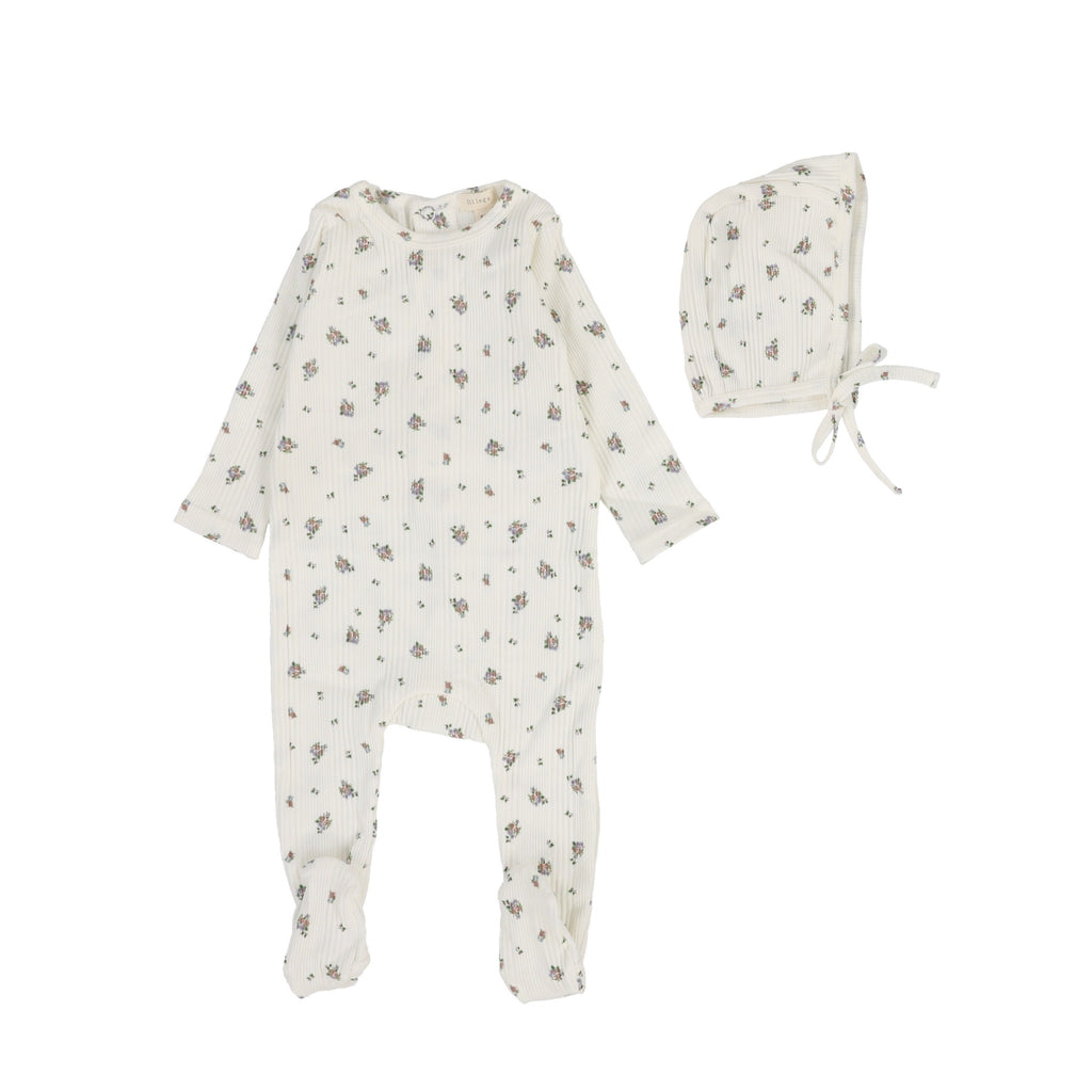 Lilette Vintage Floral Footie Set-Light