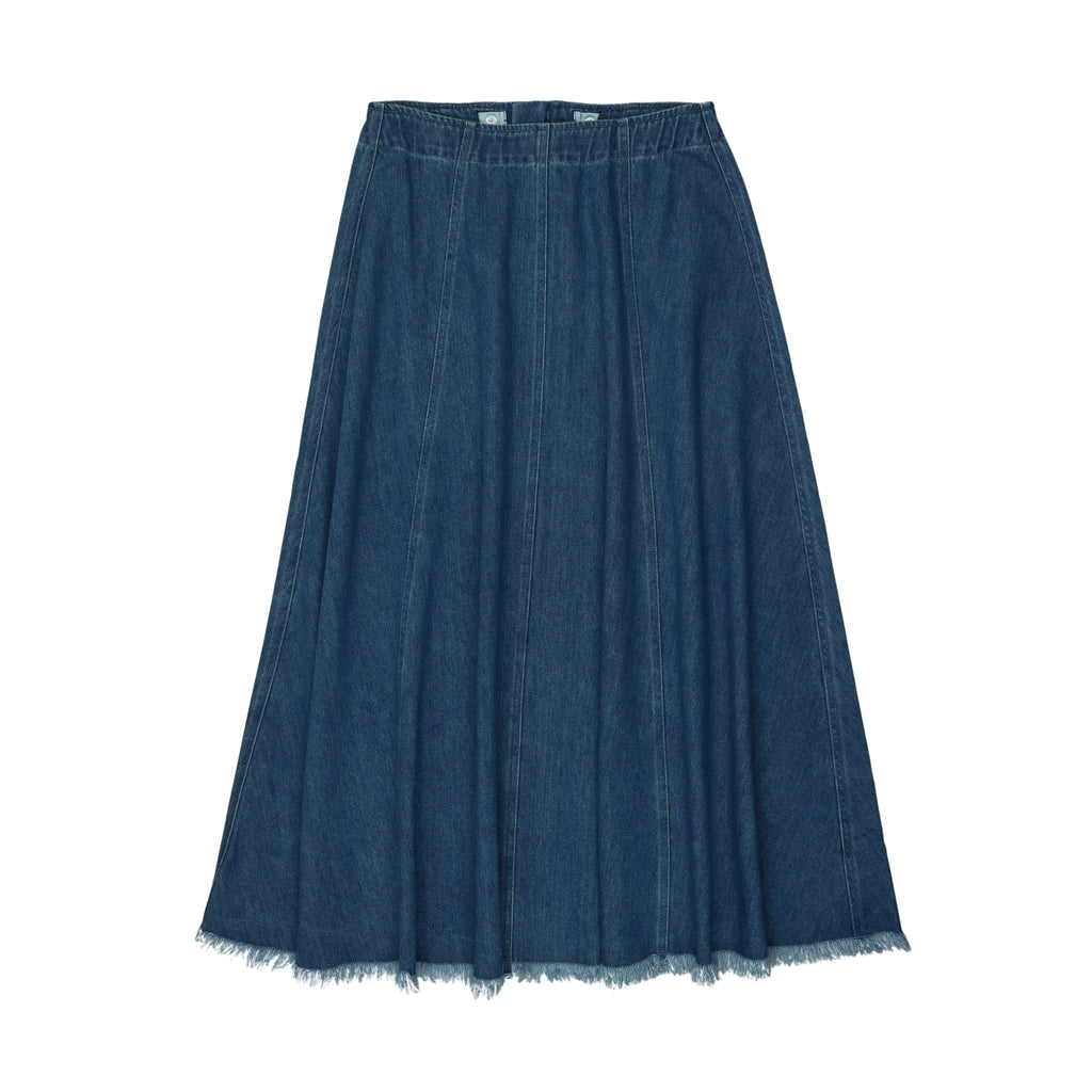 Coco Blanc Denim Paneled Skirt- Light Wash Denim