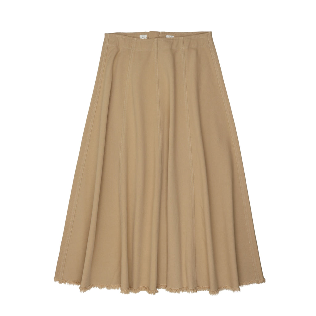 Coco Blanc Denim Paneled Skirt- Tan Denim