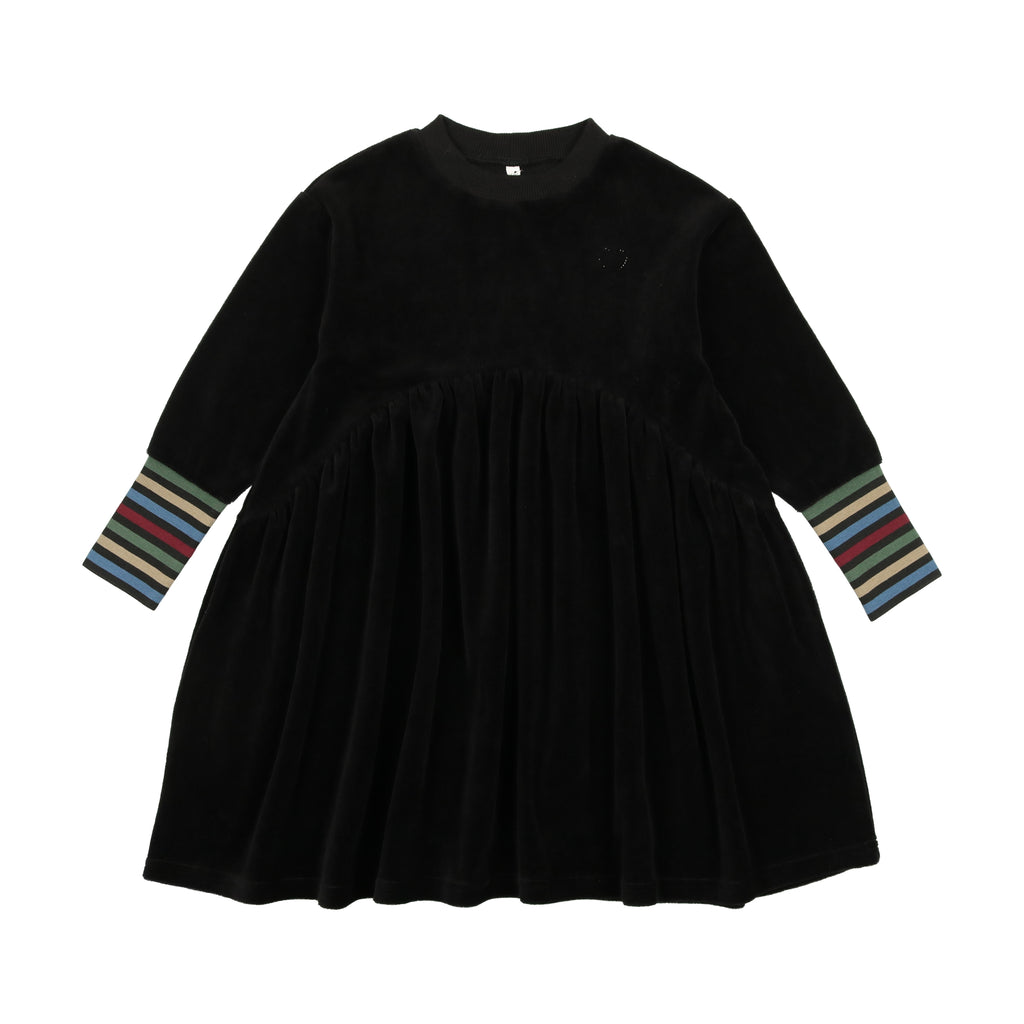 Lil Legs Velour Dress- Black