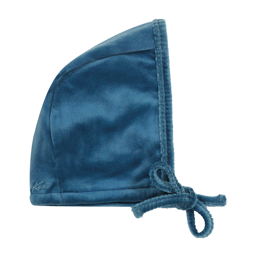 Zeebra Velour Footie With Bonnet- Cobalt Blue