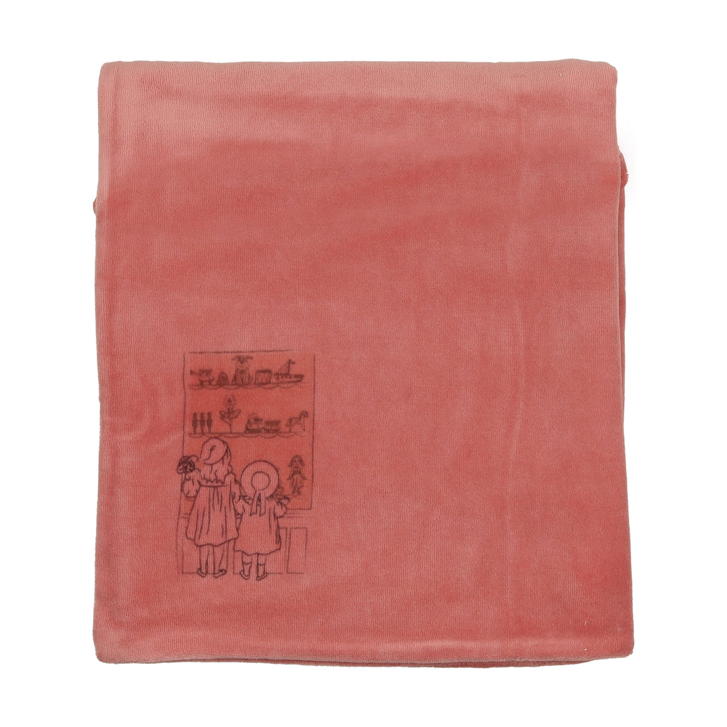 Bee & Dee Velour Window Footie/Bonnet Layette Set-Dark Rose