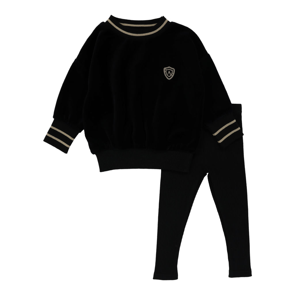 Lil Legs Velour Boys Set- Black