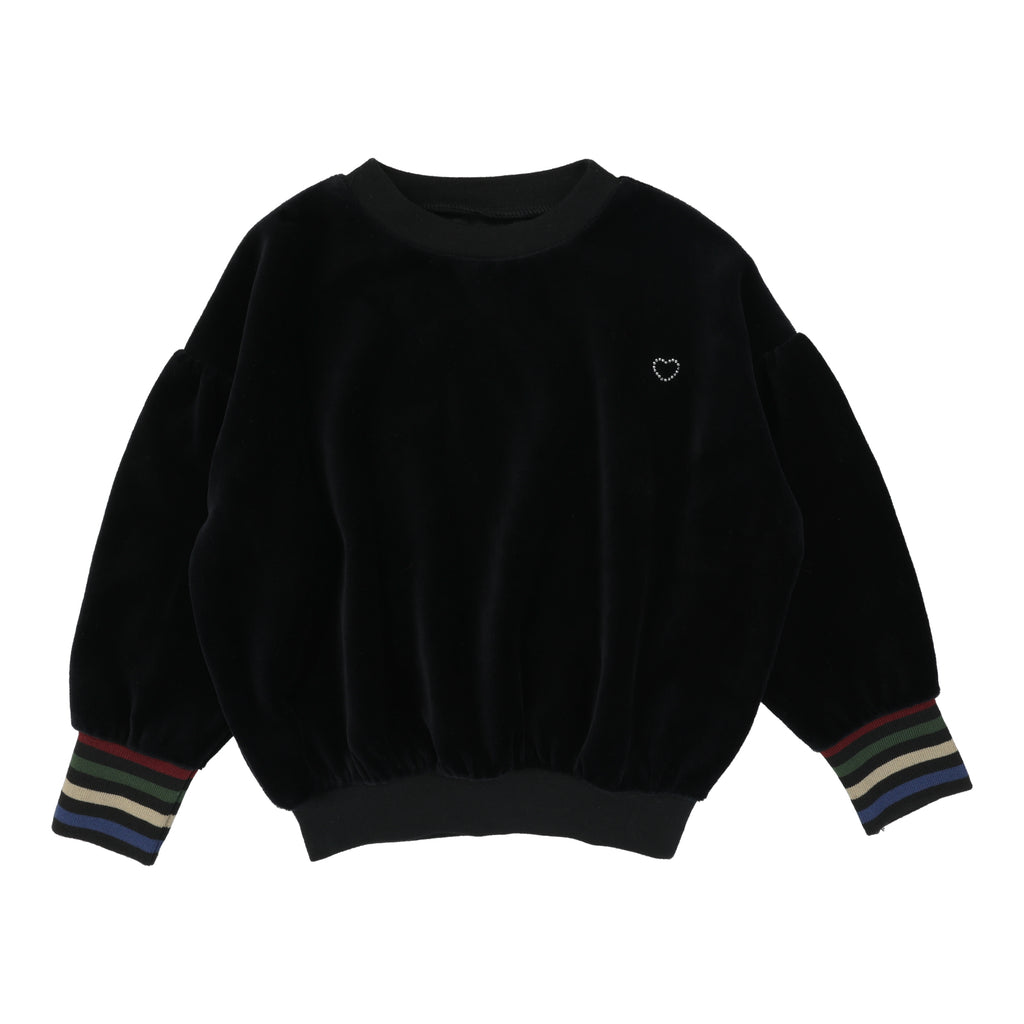 Lil Legs Velour Sweatshirt Girl- Black