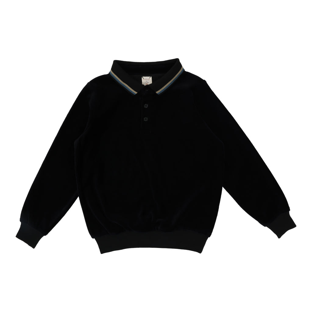 Lil Legs Velour Polo- Black/Multi