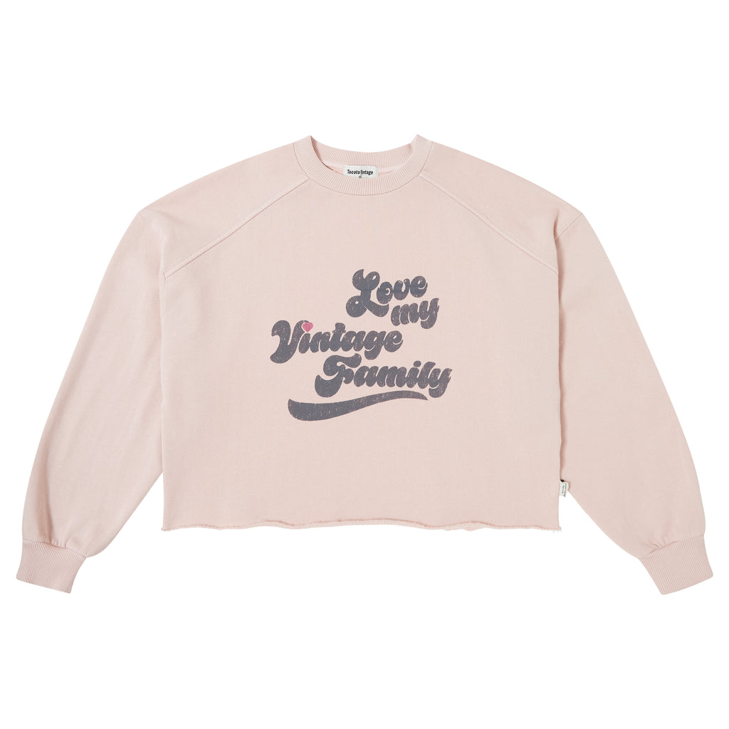 Tocoto Vintage Love My Family Cropped Sweatshirt - Pink