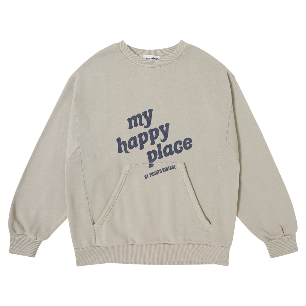 Tocoto Vintage My happy Place Sweatshirt - Brown