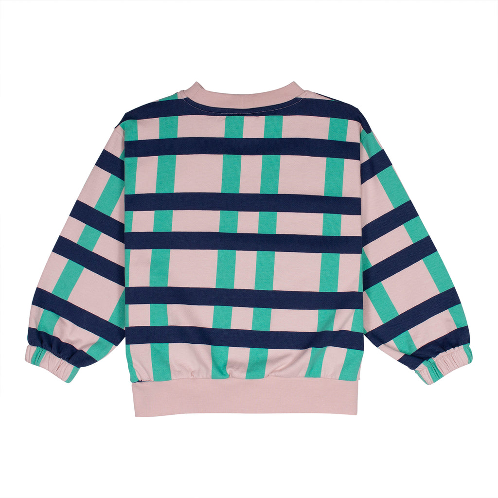 Wynken Big Check Cumulo Sweatshirt- Mint/Rich Navy