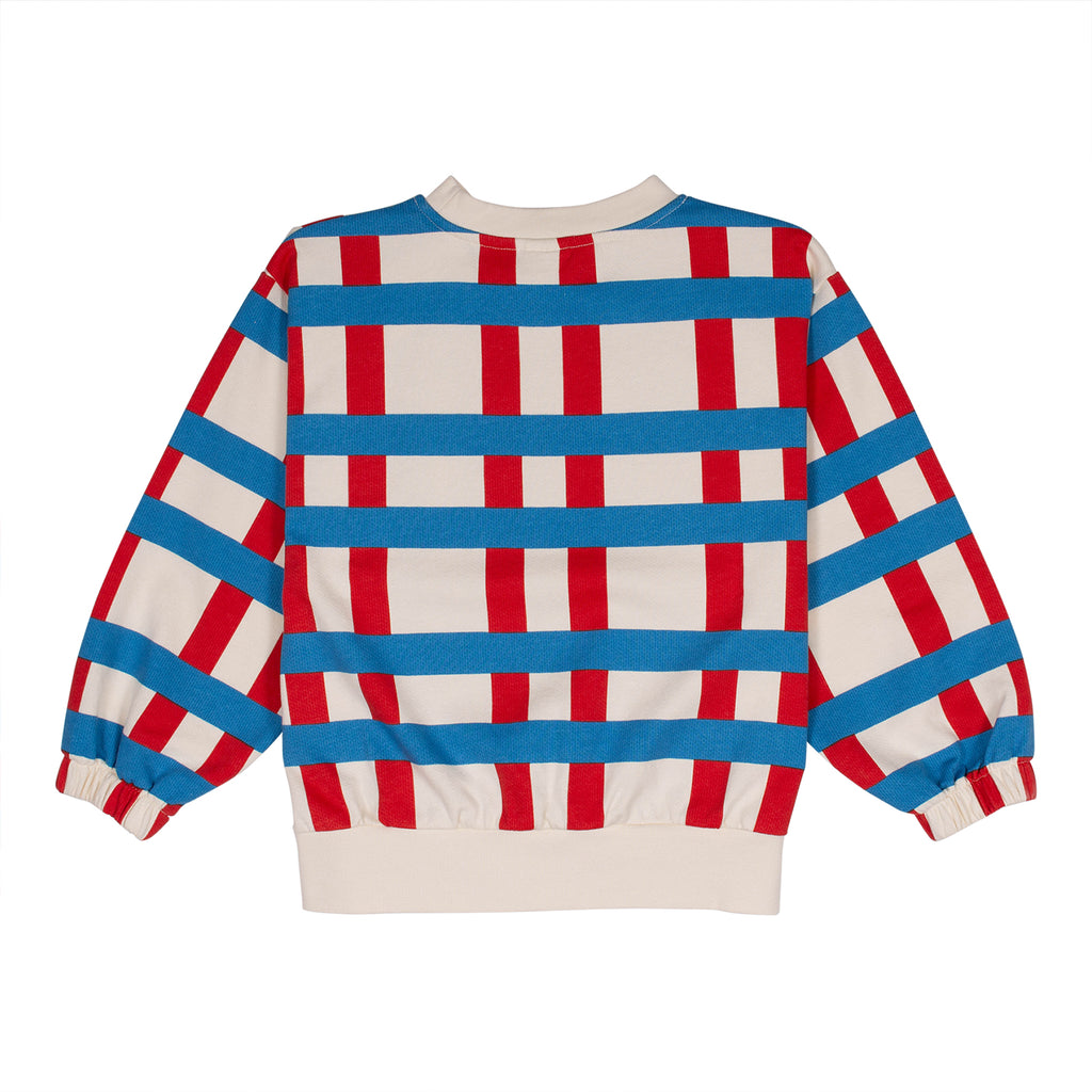 Wynken Big Check Cumulo Sweatshirt- Pillar Red/Turquoise