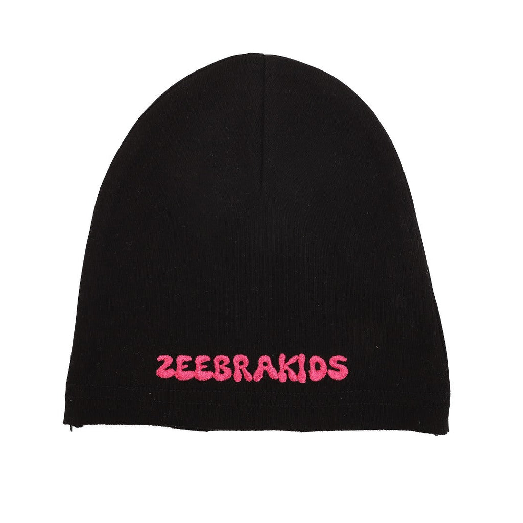 Zeebra Text Footie w Beanie- Hot Pink