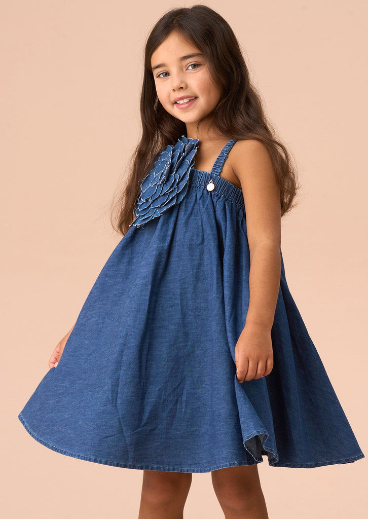 Angel & Rocket Dress Jellybeanzkids Angel & Rocket Marnie Denim Corsage Swing Dress