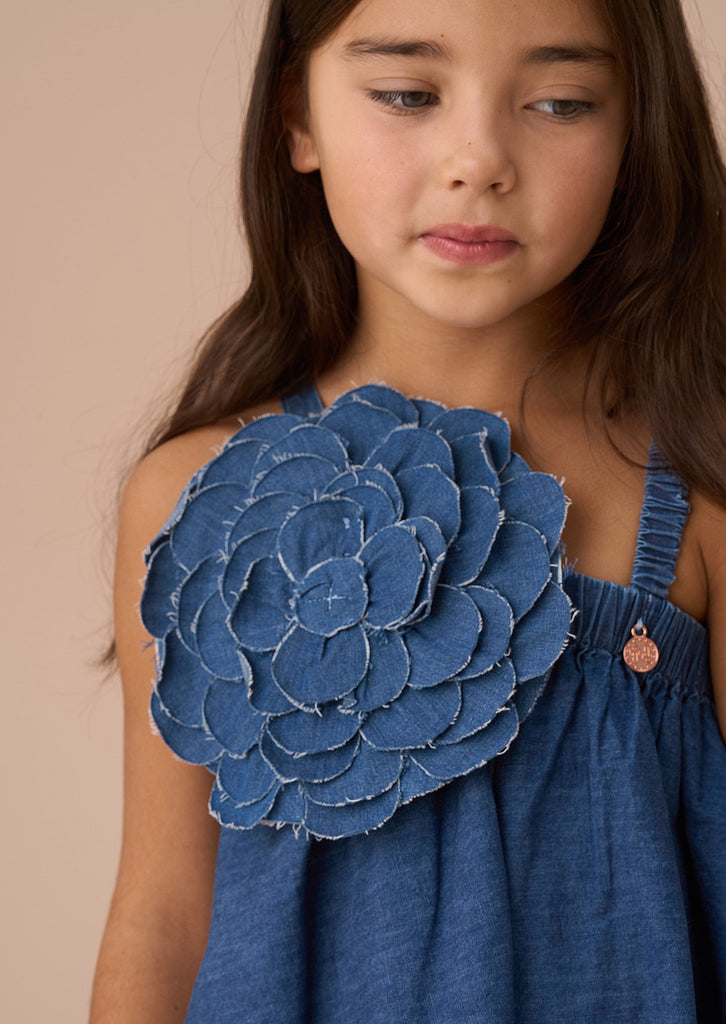 Angel & Rocket Dress Jellybeanzkids Angel & Rocket Marnie Denim Corsage Swing Dress