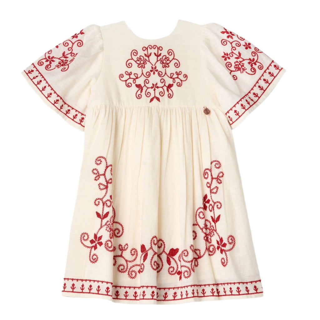 Angel & Rocket Dress Jellybeanzkids Angel & Rocket Reyna Nude Embroidered Swing Dress