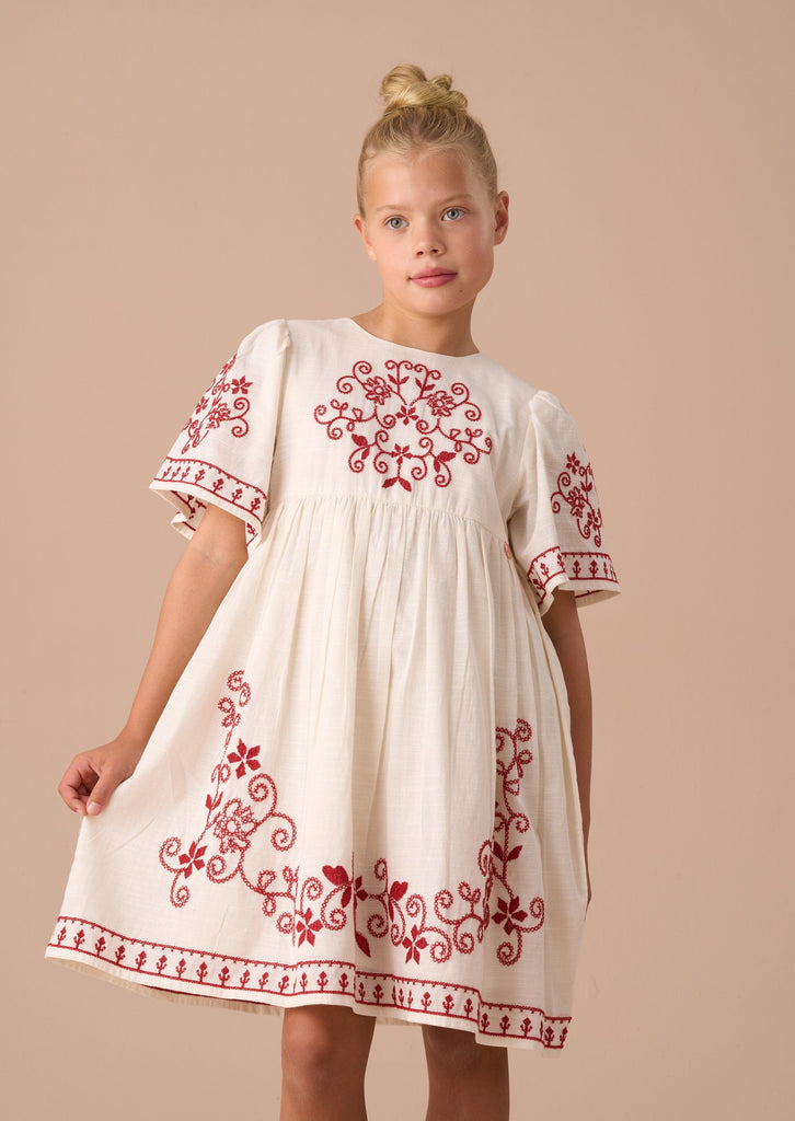 Angel & Rocket Dress Jellybeanzkids Angel & Rocket Reyna Nude Embroidered Swing Dress